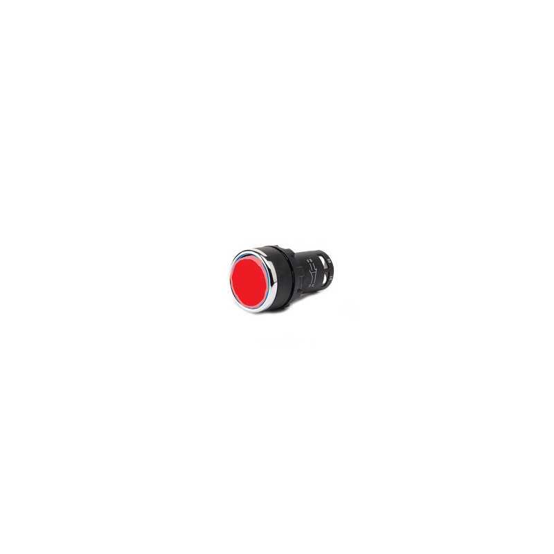 MB200DK ⟡ Кнопка нажимная моноблочная красная (1НЗ) Ø 22 мм
