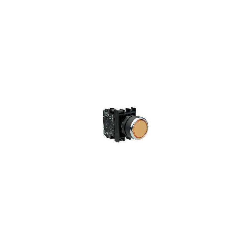 ⟡ Кнопка с фиксацией и неоновой подсветкой желтая (1НО+1НЗ)
