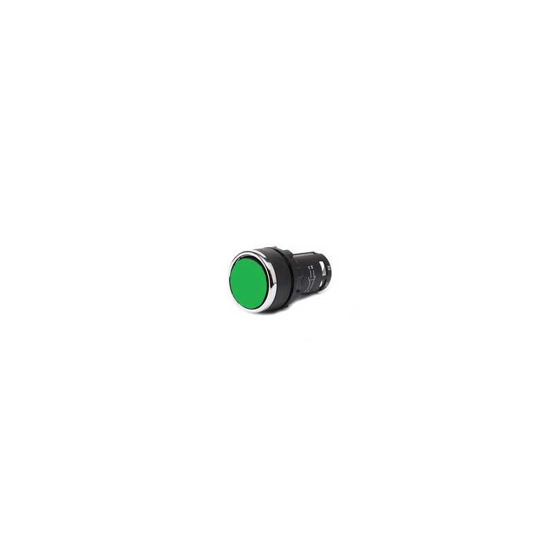 MB102DY ⟡ Кнопка нажимная моноблочная зеленая (1НО+1НЗ) Ø 22 мм